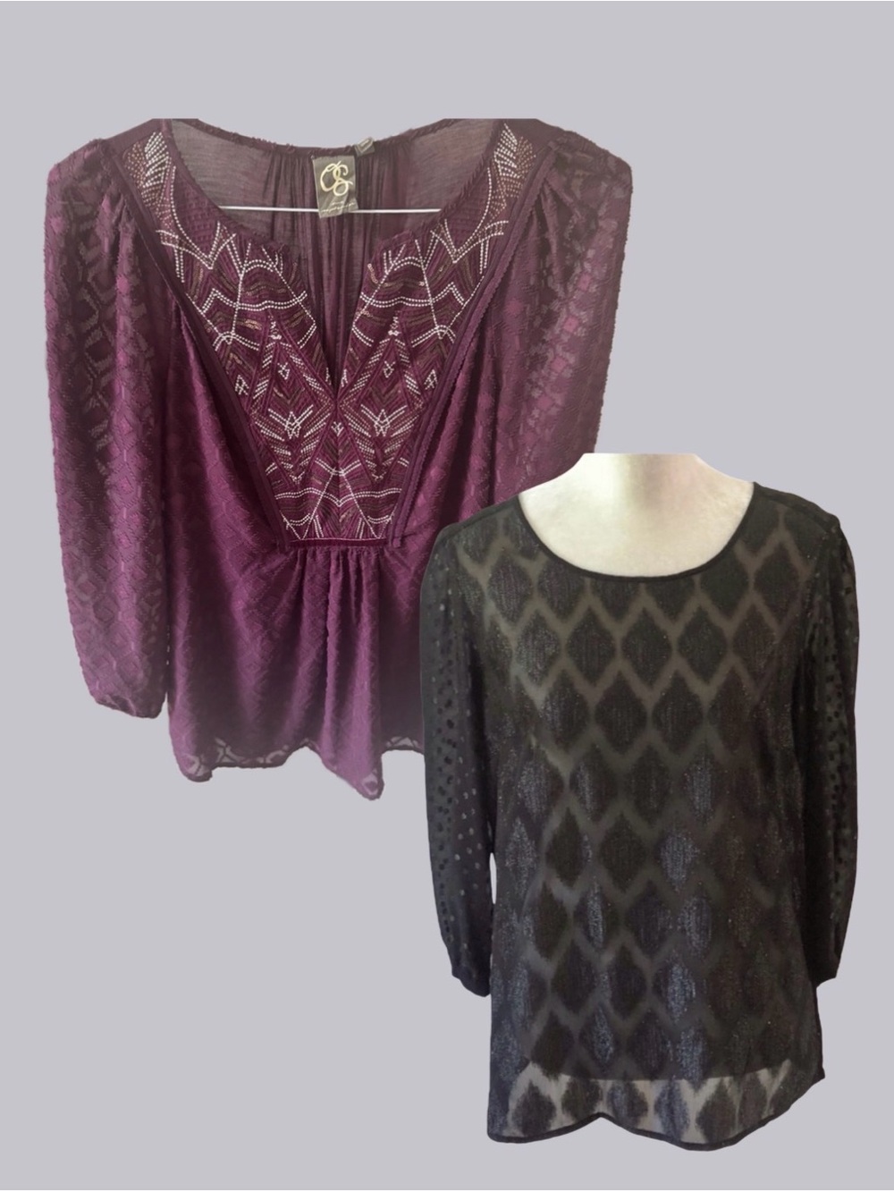 ANTHROPOLOGIE 2p Embellished Top Bundle - Sz: 6